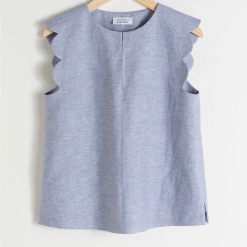 & Other Stories Gray Scalloped Blouse